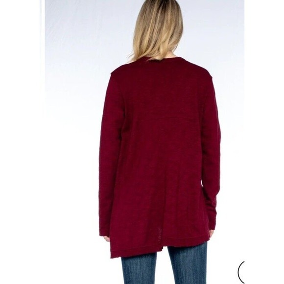 WILT Dark Cherry The Long Sleeve Asymmetrical Slouchy Tunic Top Size S - Picture 2 of 6